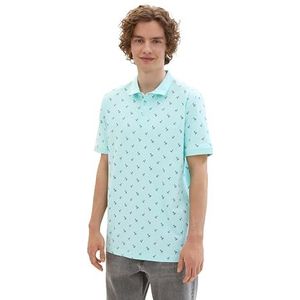 TOM TAILOR Denim Poloshirt voor heren, 35504 - Blue Grey Mini Palm Print, M
