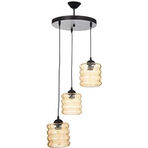 Homemania 62692 hanglamp Helin, 3 lampen, plafondlamp, metaal, glas, zwart, 30 x 30 x 110 cm, 3 x E27, 60 W