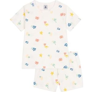 Petit Bateau meisjes pyjacourt, wit/meerkleurig., 2 Jaar