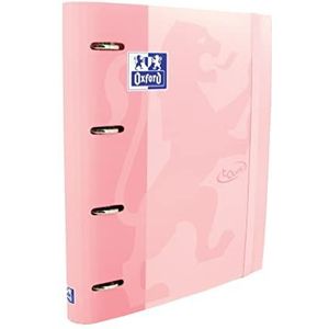 Oxford 400165363, Ordner 4 ringen A4 harde kaft, rubberen sluiting, reservenooster 5x5 en 5 kleurstrepen, stickerblad, roze flamingo touch,Rosa