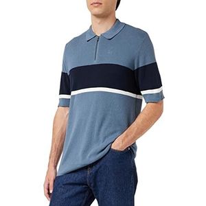 TOM TAILOR Uomini Poloshirt van gebreid materiaal 1032031, 30249 - Blue Navy Off White Stripe, 3XL