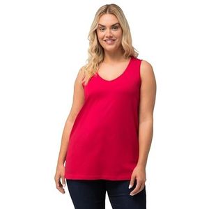 Ulla Popken Dames top met V-hals, klassieke T-shirts, rood, 54/56 NL