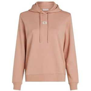 Calvin Klein Jeans Dames WOVEN LABEL REGULAR HOODIE J20J225085 Pullover Hoodie, Roze (Toscane), XL, Roze (Toscane), XL