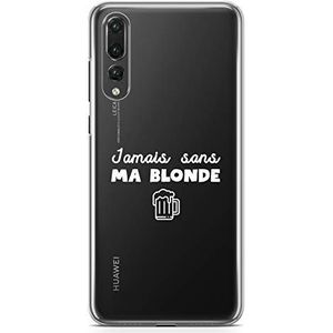 Zokko Beschermhoes voor Huawei P20 Pro Jamais zonder Mijn Blonde – zacht transparant inkt wit