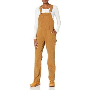 Dickies Vrouwen Duck Double Front Bib Overalls, Gespoelde bruine eend, M