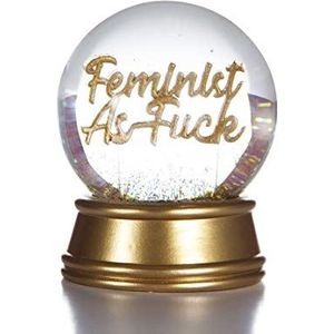 Boxer Gifts Feminist als F** k nieuwigheid glitter sneeuwbol ornament | Leuk kerst- en verjaardagscadeau voor haar, goud