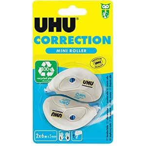 UHU Mini-correctieroller, snel, schoon en nauwkeurig, wit, set van 2, 6 m x 5 mm