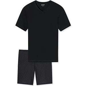 Uncover by Schiesser Herenpyjamaset, shirt en broek, kort - nachtkleding, zwart, 58