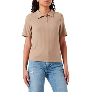 PIECES Pckylie Ss Polo Tee Noos T-shirt voor dames, silver mink, XL
