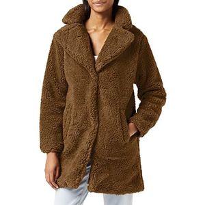 Urban Classics Winterjas voor dames, oversized sherpa jas, mantel met haak en oogsluiting, maat XS tot 5XL, Middelground, S