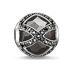 Thomas Sabo Bead Karma Beads voor dames, 925 sterling zilver, gezwart zirkonia, zwart onyx K0131-641-11