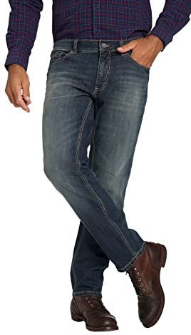 JP 1880 Heren jeans, Saddle Stitch, Superstretch N Straight Jeans, Blauw used, 52