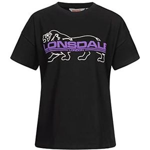 Lonsdale Dames T-shirt oversized CULLALOE, zwart/paars/wit, L