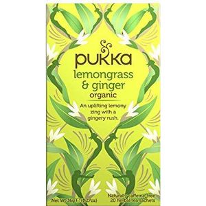 Pukka Biologisch infusie citroengras en gember, biologisch en ayurvedische infusie, uit Fairtrade, 80 zakjes (4 x 20 zakjes)