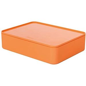 HAN Ladebox Allison SMART-ORGANIZER gebruiksvoorwerpenbox met binnenschaal en deksel/dienblad, stapelbaar, kantoor, bureau, badkamer, keuken, meubelvriendelijke rubberen voetjes, 1110-81, abrikoos