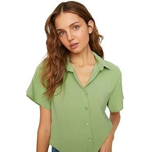 Trendyol Dames Mint Short Sleeve Shirt, 40