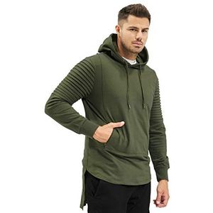 Urban Classics Heren trui met capuchon Pleat Sleeves Terry Hilo Hoody, groen (olijf 176), S