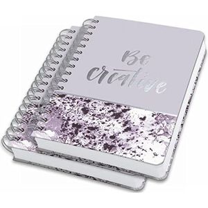SIGEL JN607 Spiraal notitieboek premium A5, gestippeld, hardover, marmerpatroon, violet/wit, 2 stuks - Jolie