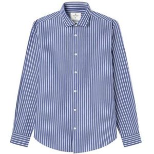 SPRINGFIELD Gestreept popeline overhemd voor heren, Donkerblauw, S