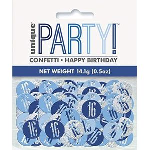 Unique Party 83836 Blauwe Prismatische 16e Verjaardag Confetti, 5 oz 1 Pakje, leeftijd 16