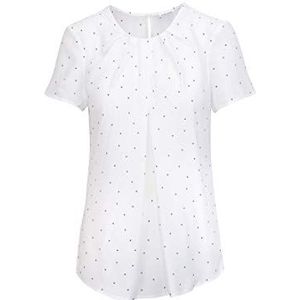 Seidensticker Seidensticker damesblouse - modieuze blouse - korte mouwen - viscose blouse, wit-blauw, 38