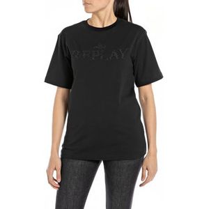 Replay Dames Regular fit T-shirt korte mouwen Pure Logo Collectie, 098 Black, L