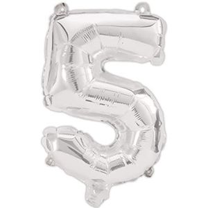 Procos 92471 - folieballon cijfers, zilver, maat 95 cm, helium, cijferballon, verjaardag, decoratie, jubileum, feest