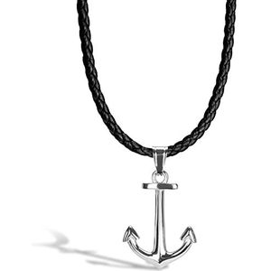 SERASAR lederen ketting voor mannen Lederen ketting met hanger - 50cm zilver - lederen koord ketting met juwelendoos voor mannen - echt leer - cadeau voor mannen - lederen sieraden voor mannen