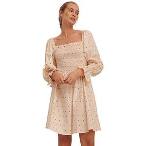 NA-KD Dames ballonmouwen gesmokte jurk casual, Stippen, 34 NL
