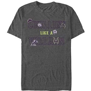 Disney Chillin Villain Patches Young Heren Short Sleeve Tee Shirt, Charcoal Heather, Large, Charcoal Heather, L