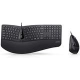 Perixx Periduo-505, Ergonomisch Split Key Toetsenbord en Verticale Muis Combo met Verstelbare Palmsteun en Membraan Laag Profiel Toetsen, US Engelse Layout