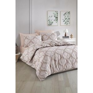 Nuit Des Rêves Double Quilt Cover Set (200 x 200 cm), bruin, 65% katoen/35% polyester, 2 kussenslopen (80 x 80 cm), machinewasbaar, elegante knoopsluiting