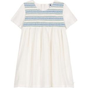 Petit Bateau Jurk met korte mouwen voor meisjes, Wit, 3 jaar