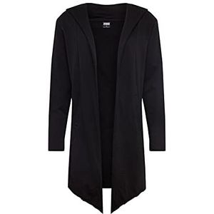 Urban Classics Gebreide jas met capuchon, katoen, lange mouwen, vloeibaar en asymmetrisch, oversize, 2 zijzakken, zwart, maat M - zwart - Small