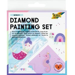 folia 31801 - Diamond Painting Set MERMAID, stickers met onderwatermotieven en accessoires, handwerkset voor het ontwerpen van stickers met glittersteentjes