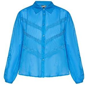 DreiMaster Vintage Dames katoenen blouse, blauw, L, blauw, L