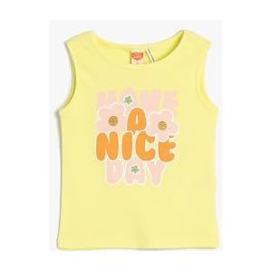 Koton Baybgirls Mouwloze Ronde Hals Geribbeld Bedrukt Katoenen Tanktop, geel (152), 18-24 Maanden