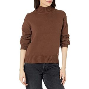 Amazon Essentials Dames katoenen trui met trechterhals (verkrijgbaar in grote maten), diepbruin, L