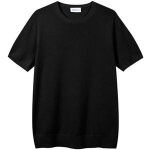Diana Studio - Scheermt T-shirt voor heren, 100% katoen, licht, extra gedraaid, korte mouwen, casual pasvorm, Zwart, S