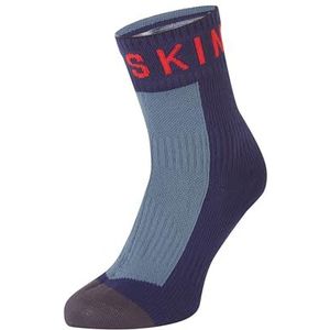 SEALSKINZ Unisex's waterdichte warme weer enkellengte sok met hydrostop, Marineblauw/Grijs/Rood