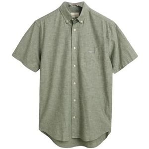 REG Cotton Linen SS Shirt, pine green, S