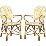 Safavieh Vincentia Bistro fauteuil (set van 2) geel/wit, 54 x 52 x 88,9 cm