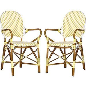 Safavieh Vincentia Bistro fauteuil (set van 2) geel/wit, 54 x 52 x 88,9 cm