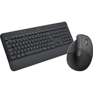 Logitech Signature K650 Comfort Draadloos Toetsenbord Polssteun en Numpad, Compatibel met de Meeste OS:PC/Windows/Mac, US INT'L QWERTY, Lift Vertical Ergonomische Muis, Draadloos