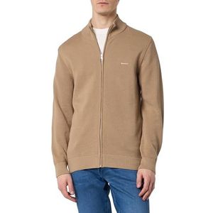 GANT Cotton Pique Zip Cardigan, khaki (dark khaki), S