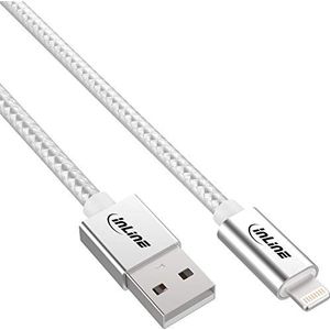 InLine 31411A Lightning USB-kabel, voor iPad, iPhone, iPod, zilver/aluminium, 1m