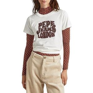 Pepe Jeans Claritza T-shirt voor dames, Wit (Mousse), M