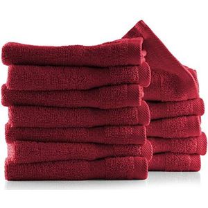 Hearth & Harbor Washandjes 12 stuks 33 x 33 cm - 100% katoenen washandjes voor je lichaam - ultrazachte, hoog absorberend, sneldrogend - rode washandjes