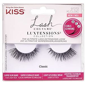 KISS Lash Couture LuXtensions Collection 1 paar valse wimpers, klassieke, lichte en flexibele Faux-Mink wimper met superslanke band inclusief wimperlijm
