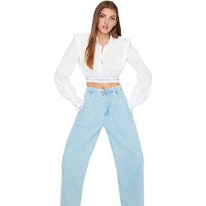 Trendyol Vrouwen Regular Standaard Shirt Kraag Geweven Shirt, Kleur: wit, 64